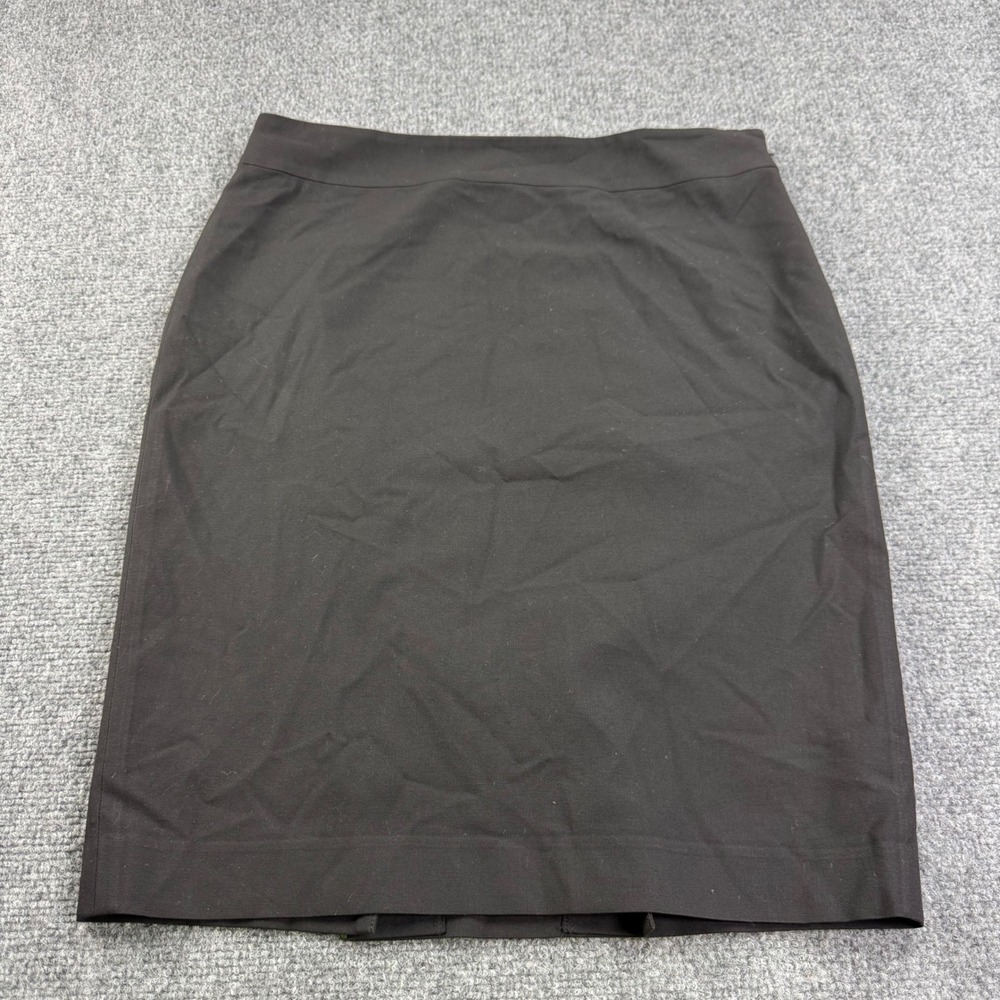 Ann Taylor Pencil Skirt 6P Black Side Zip Back Vent Stretch Workwear Women